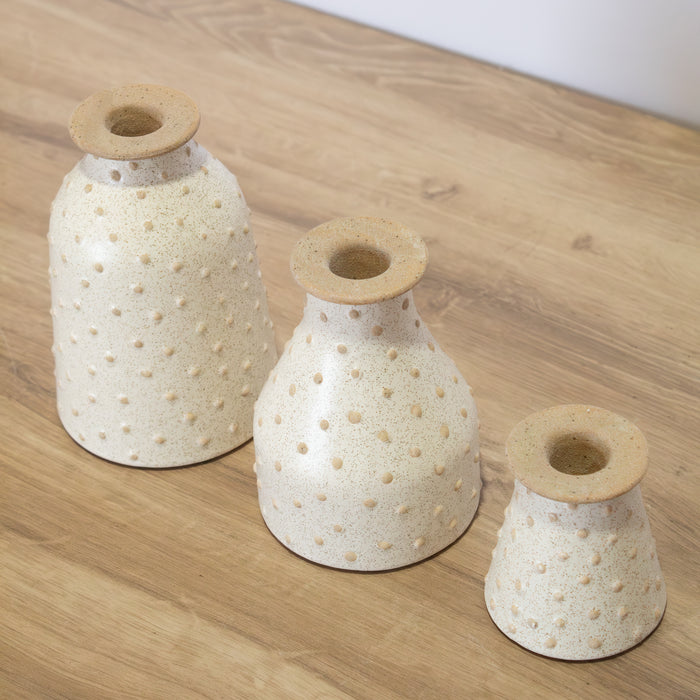 Knobby Ceramic Bud Vases / Taper Holders- Set of 3