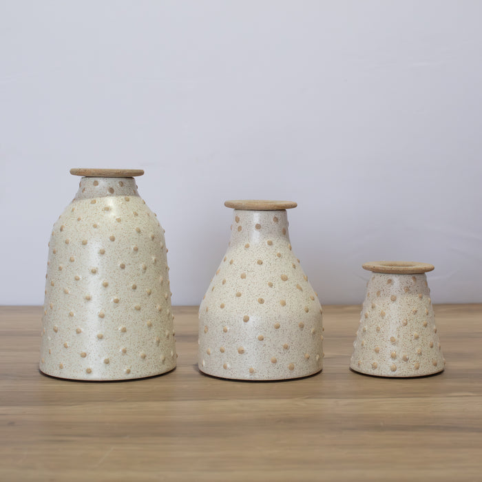 Knobby Ceramic Bud Vases / Taper Holders- Set of 3