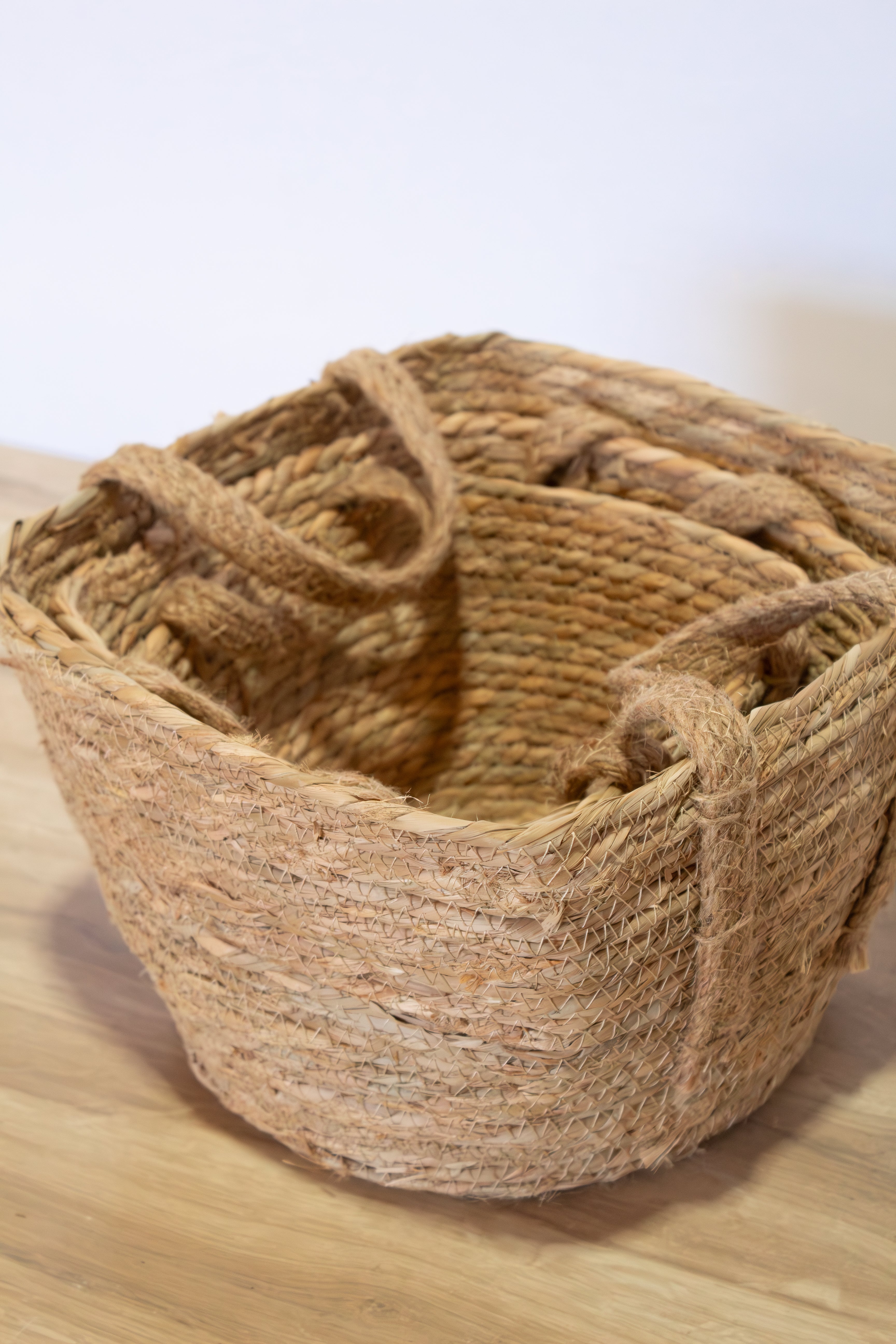 Rattan Square Baskets w/ Handles- Set of 3