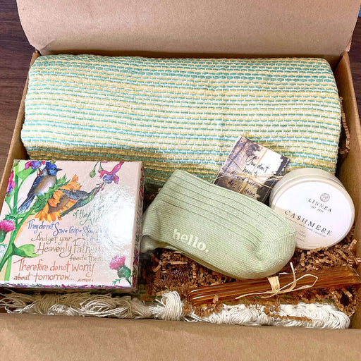 Cozy Throw Gift Box - Color Block, Blue/Aqua/Green - Solange & Frances