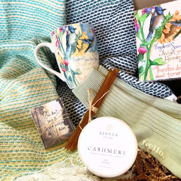 Cozy Throw Gift Box - Color Block, Blue/Aqua/Green - Solange & Frances