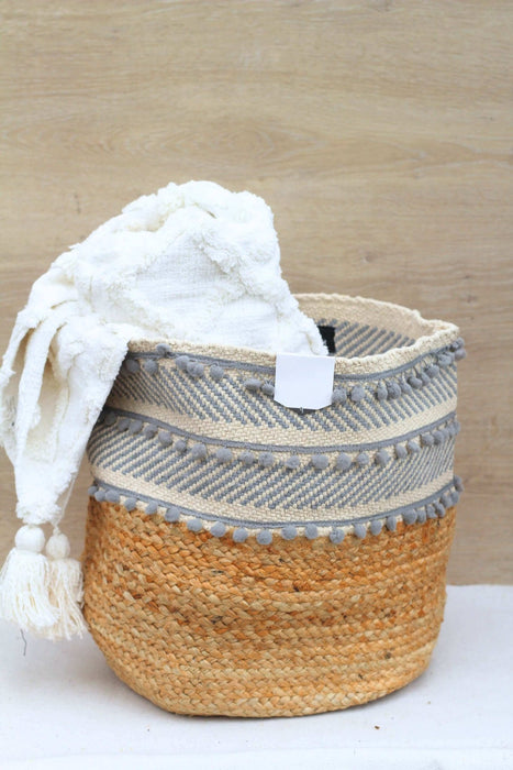 Dove Gray Cotton Jute Basket - Solange & Frances