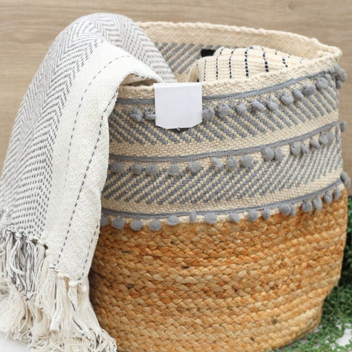 Dove Gray Cotton Jute Basket - Solange & Frances