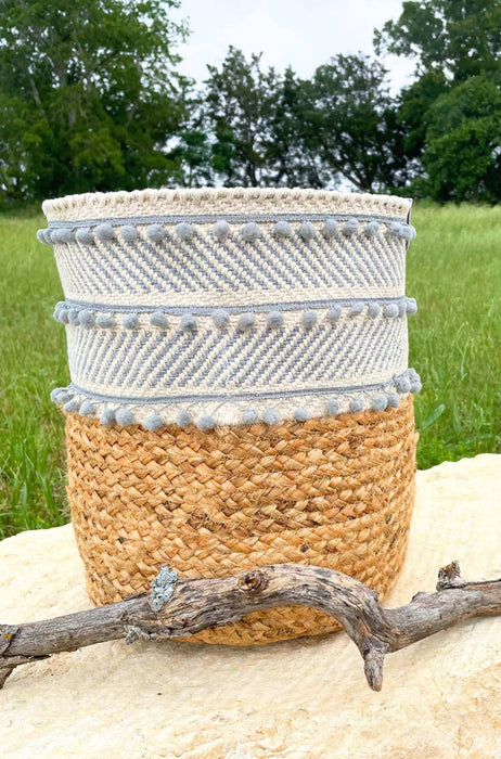 Dove Gray Cotton Jute Basket - Solange & Frances