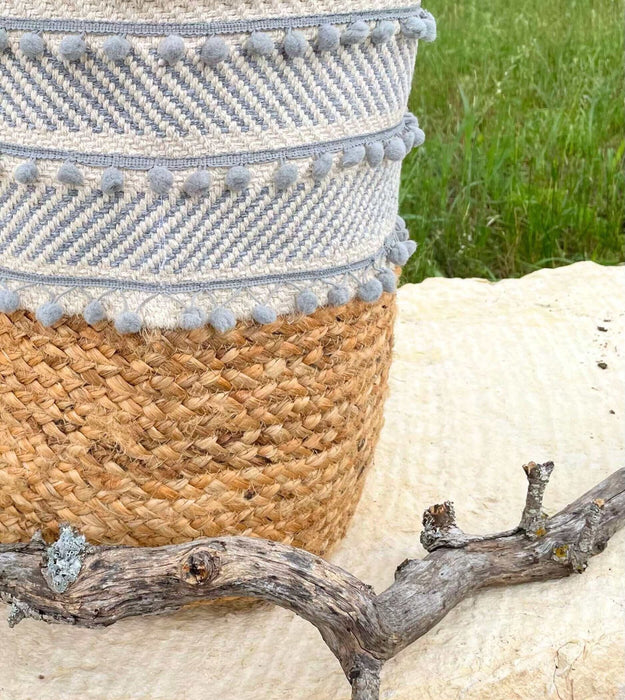 Dove Gray Cotton Jute Basket - Solange & Frances