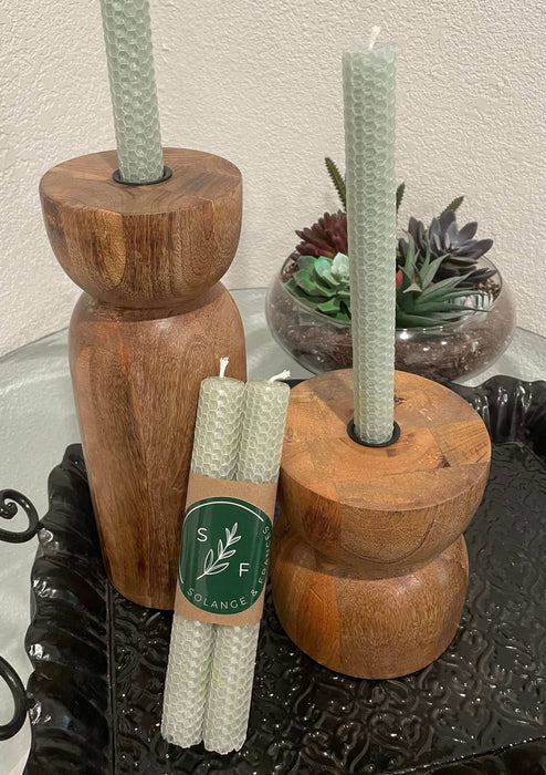 Hand Made HoneyComb Beeswax Taper Candles - Set of 2 - Solange & Frances
