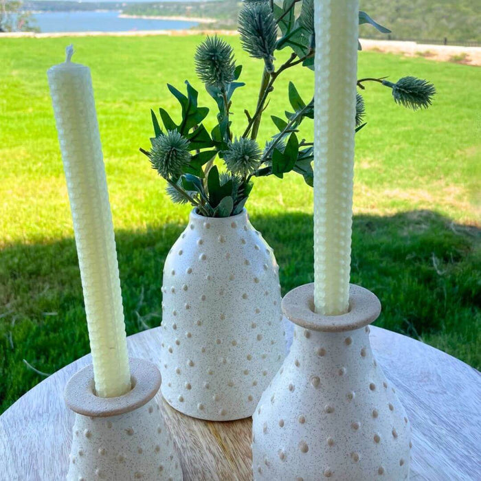 Knobby Ceramic Bud Vases / Taper Holders - Set of 3 - Solange & Frances
