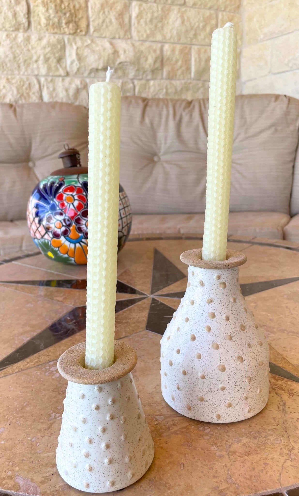 Knobby Ceramic Bud Vases / Taper Holders - Set of 3 - Solange & Frances