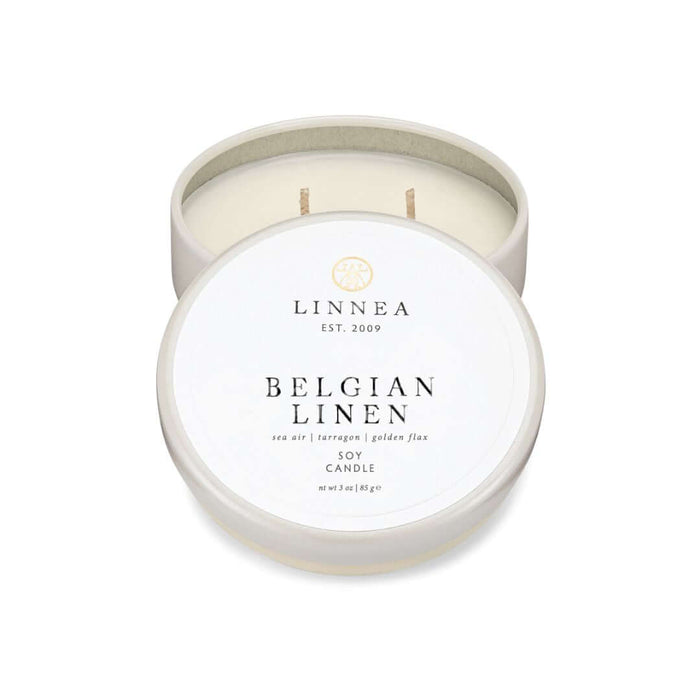Linnea Candle, Petite Tin Belgian Linen - Solange & Frances