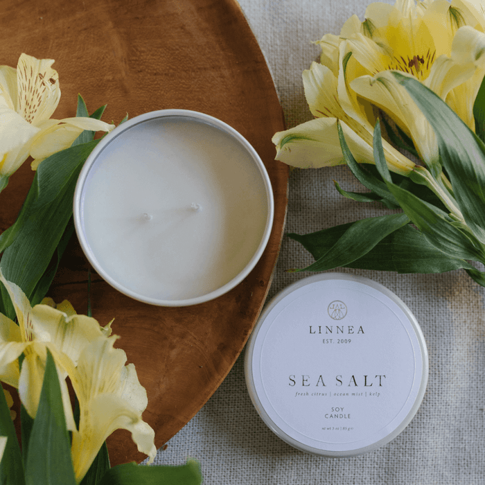 Linnea Candle, Petite Tin Sea Salt - Solange & Frances