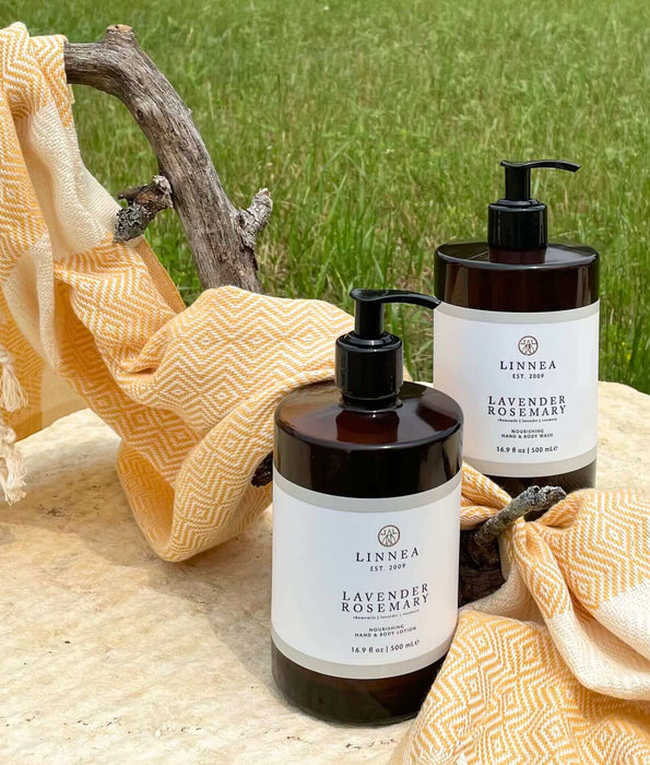 Linnea Hand & Body Wash/Lotion, Lavender Rosemary, Set of 2 - Solange & Frances