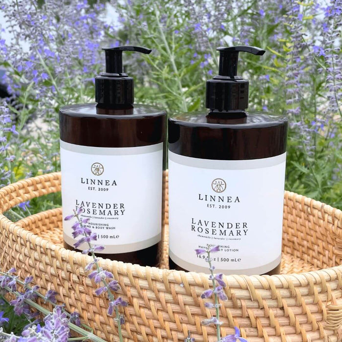 Linnea Hand & Body Wash/Lotion, Lavender Rosemary, Set of 2 - Solange & Frances
