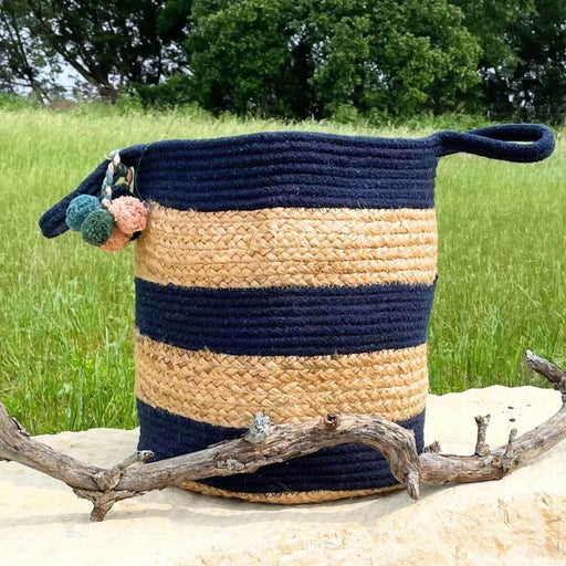 Midnight Blue Cotton Jute Basket - Solange & Frances