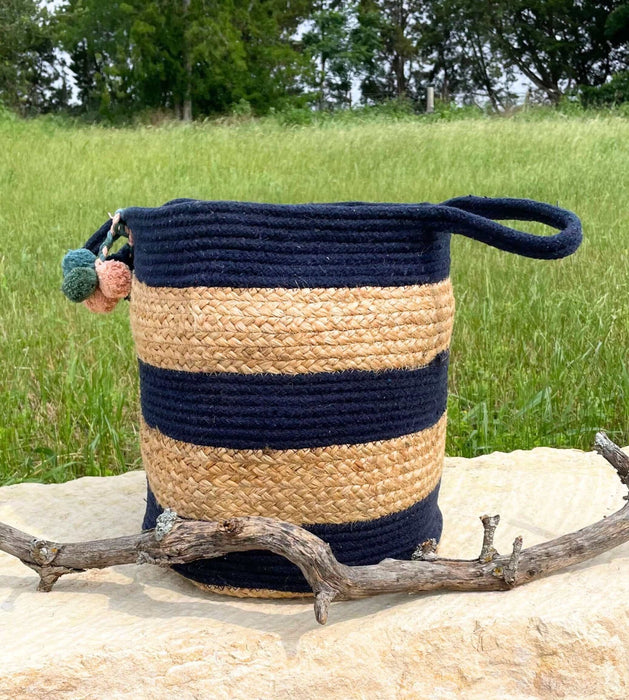 Midnight Blue Cotton Jute Basket - Solange & Frances