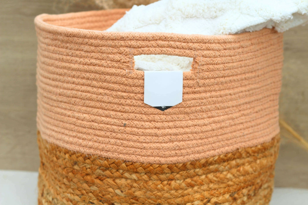 Peach Nectar Cotton Jute Basket - Solange & Frances
