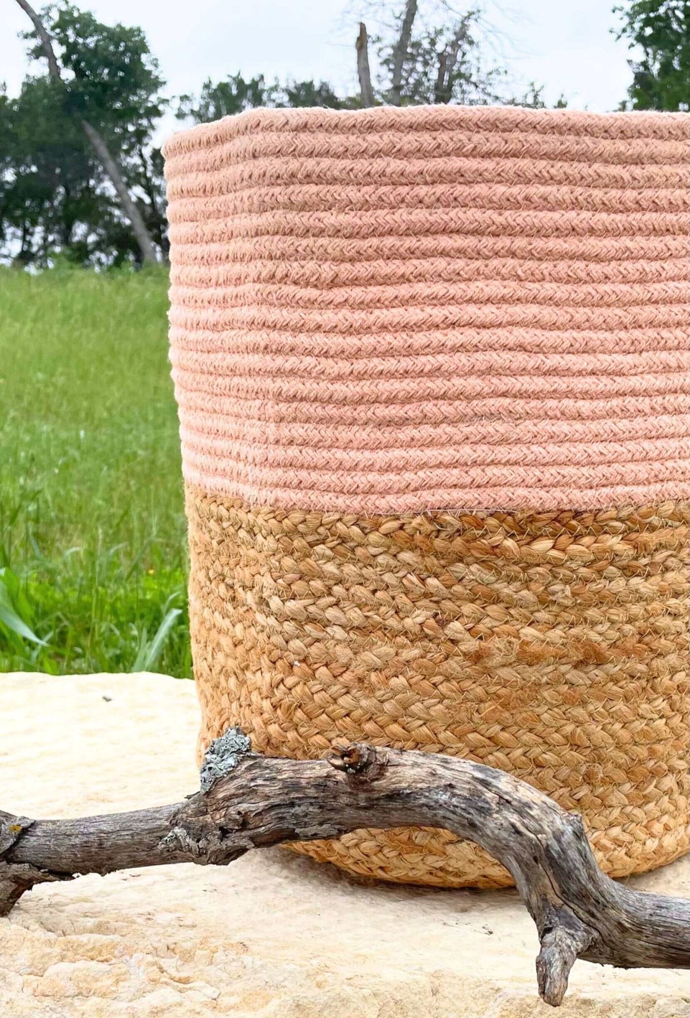 Peach Nectar Cotton Jute Basket - Solange & Frances