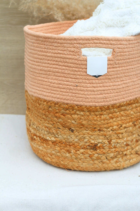 Peach Nectar Cotton Jute Basket - Solange & Frances