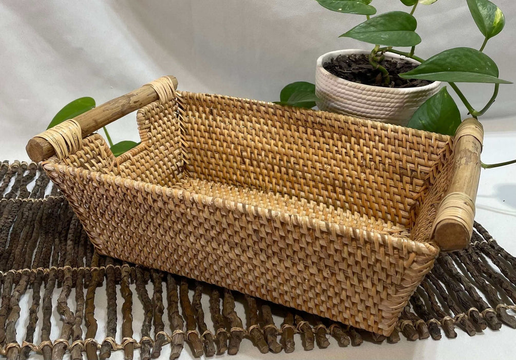 Rattan Basket with Handles - Solange & Frances