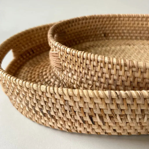 Rattan Oval Stacking Trays - Set of 2 - Solange & Frances
