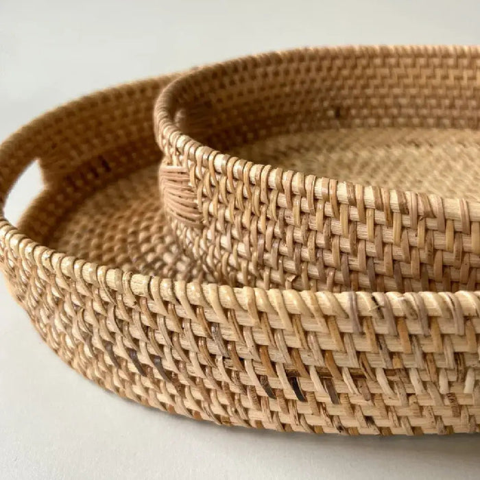 Rattan Oval Stacking Trays - Set of 2 - Solange & Frances