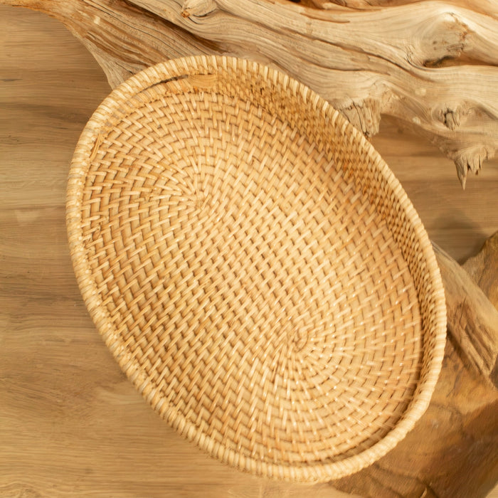 Rattan Oval Tray w/ Handles - Small - Solange & Frances