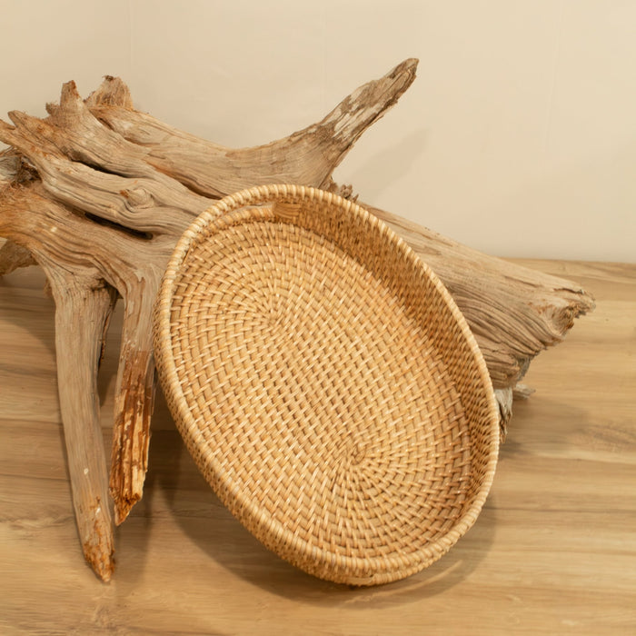 Rattan Oval Tray w/ Handles - Small - Solange & Frances