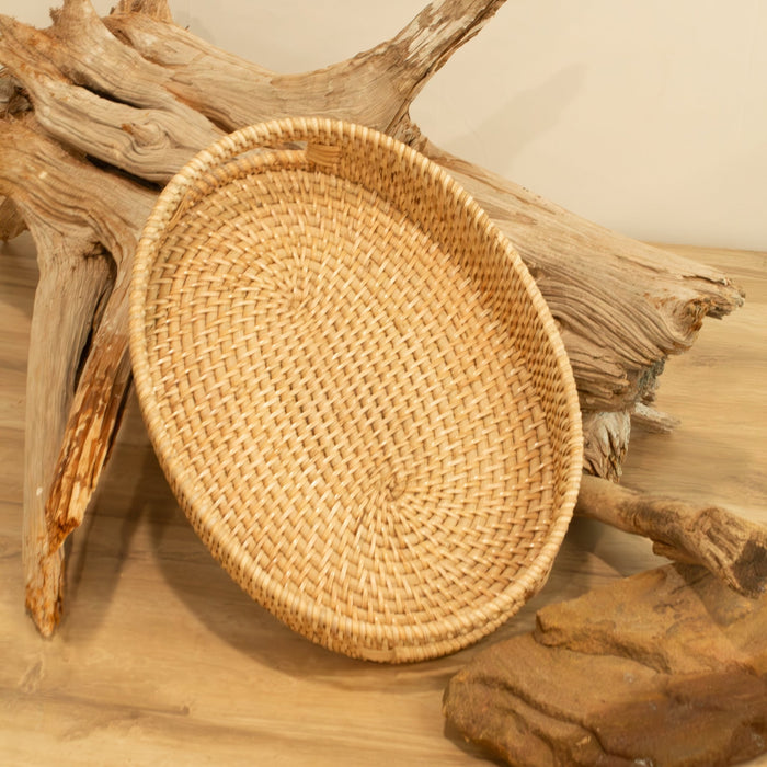 Rattan Oval Tray w/ Handles - Small - Solange & Frances