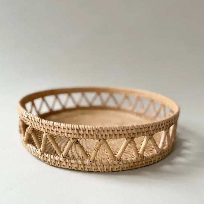 Rattan Round Zig - Zag Tray - Solange & Frances