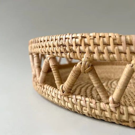 Rattan Round Zig - Zag Tray - Solange & Frances