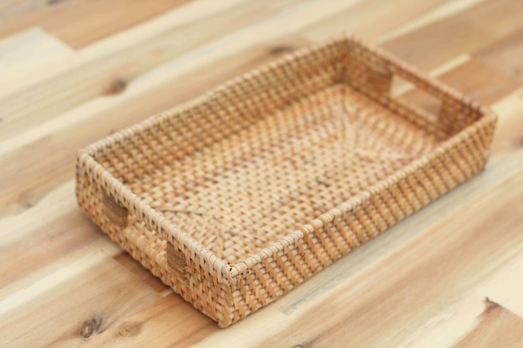 Rattan Small Rectangular Tray w/ Handles - Solange & Frances