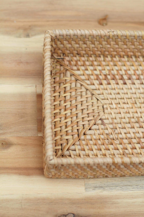Rattan Small Rectangular Tray w/ Handles - Solange & Frances