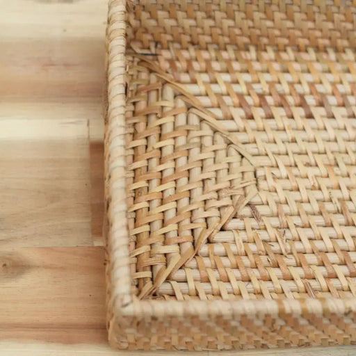 Rattan Small Rectangular Tray w/ Handles - Solange & Frances