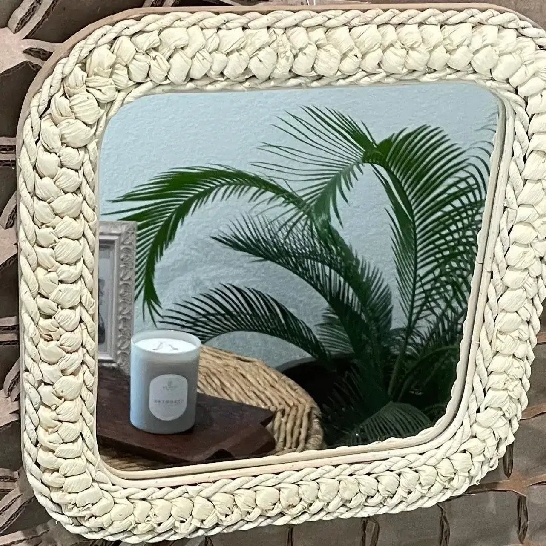 Rattan Square Mirror, Small - Solange & Frances