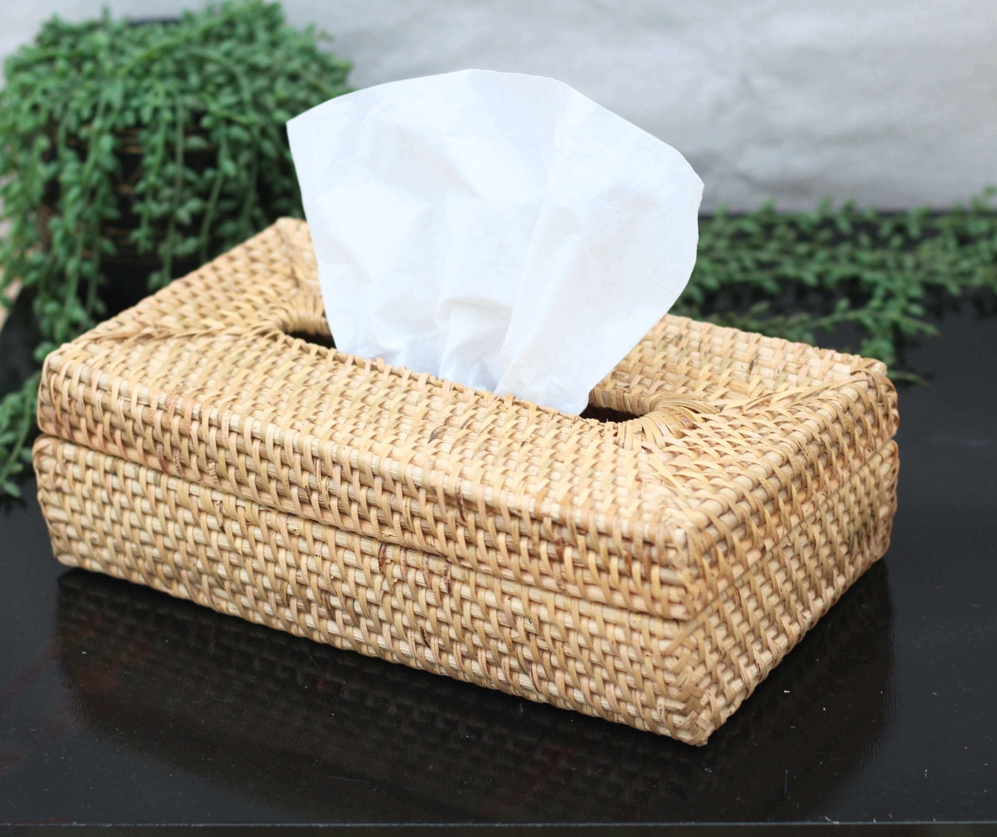 Rattan Tissue Box Cover - Solange & Frances