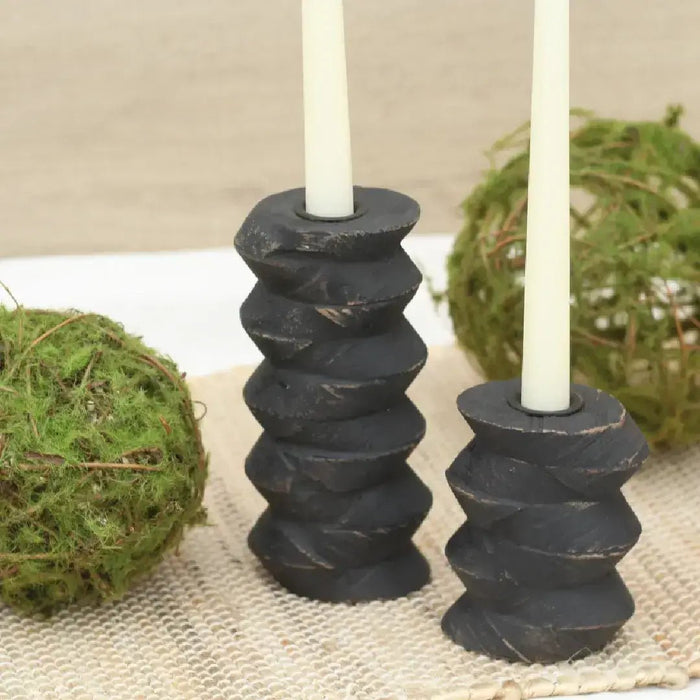 Re - Purposed Wooden Architectural Taper Candle Holders - Set of 2 - Solange & Frances