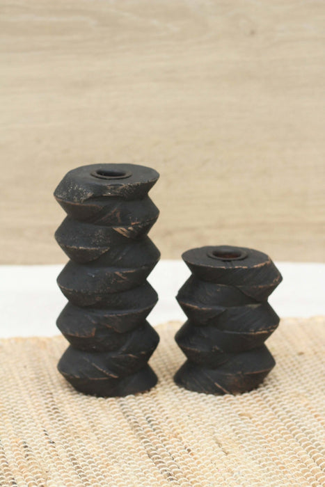 Re - Purposed Wooden Architectural Taper Candle Holders - Set of 2 - Solange & Frances