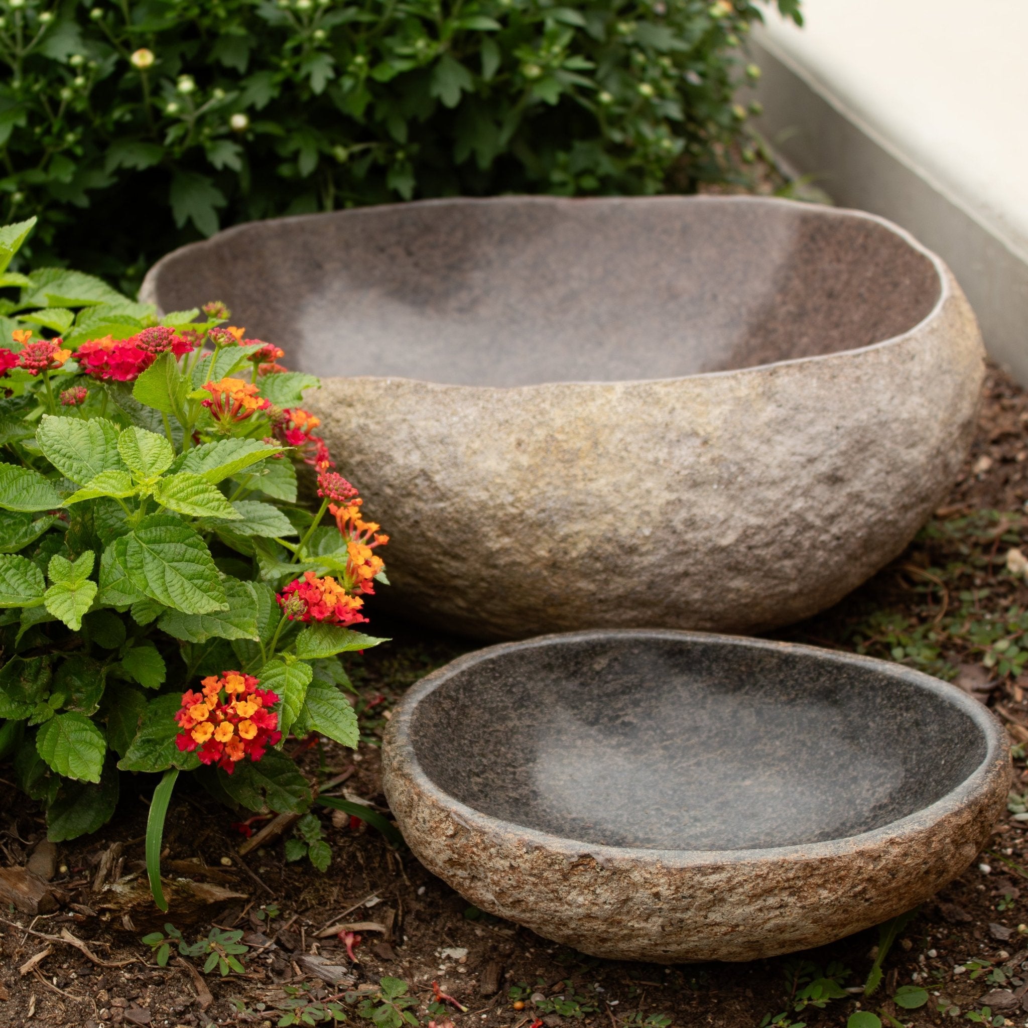 River Rock Bird Bath - Solange & Frances