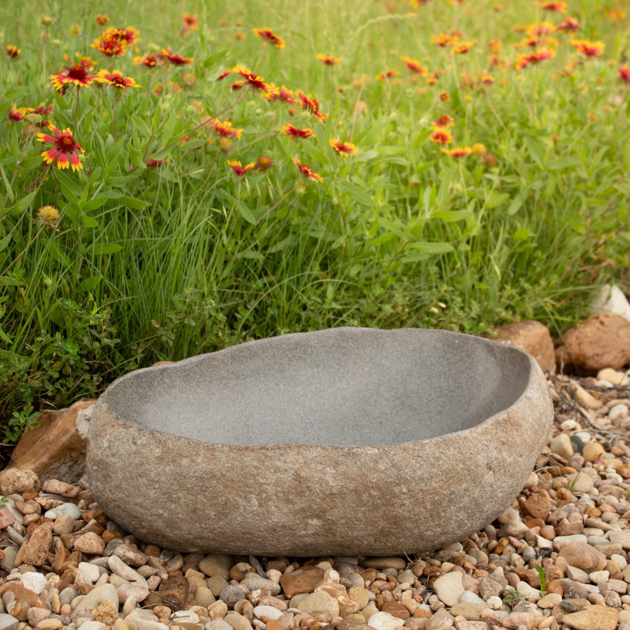 River Rock Bird Bath - Solange & Frances