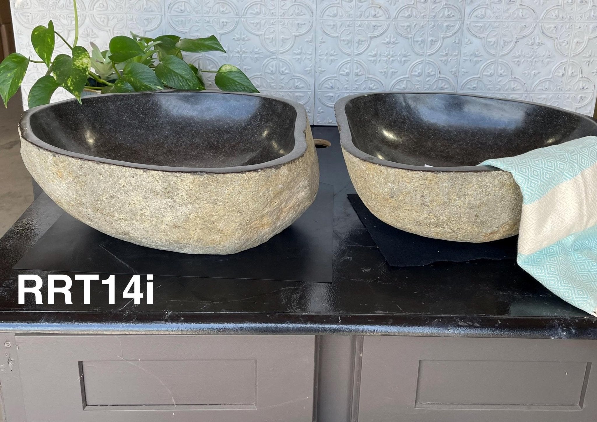 River Rock Vessel Sink Twin Matching Set - Solange & Frances