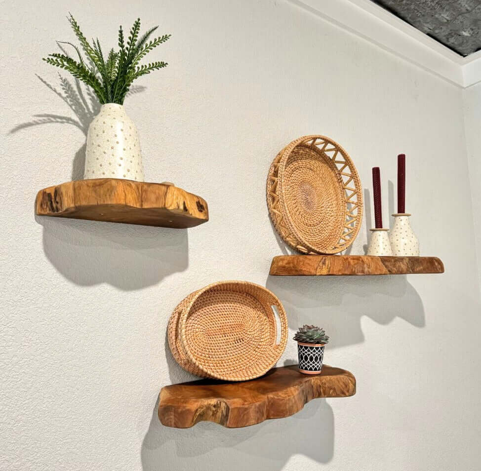 Teak Live Edge Shelf - Small - Solange & Frances