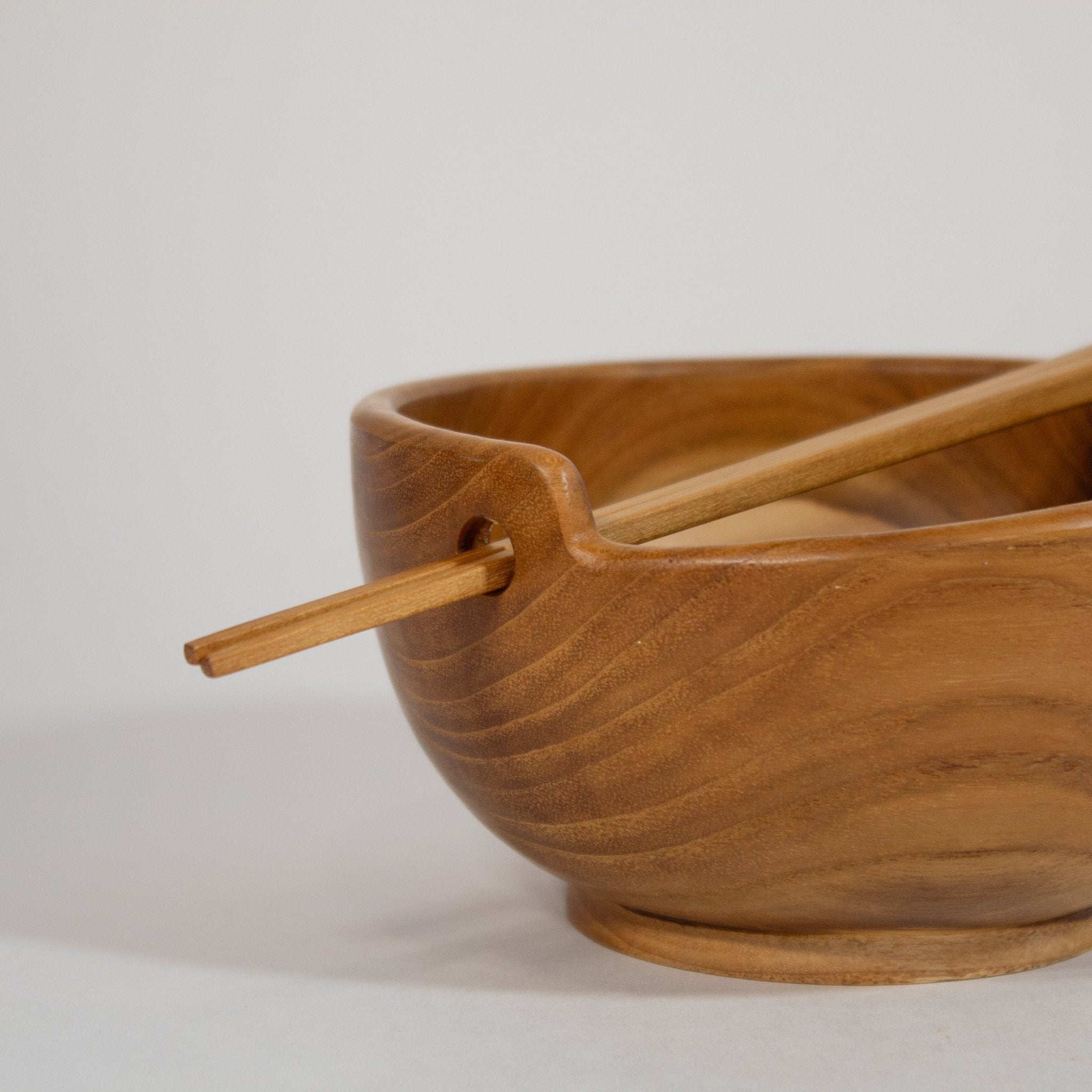 Teak Serving Bowl Wooden Chopstick Set - Solange & Frances
