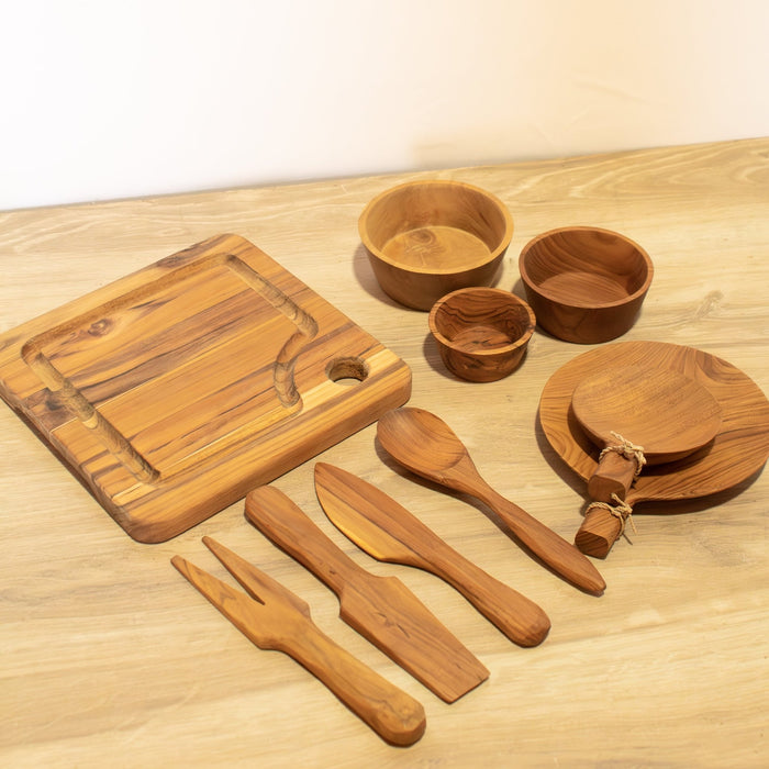 Teak Wood Charcuterie Bundle - 10 Piece Set - Solange & Frances