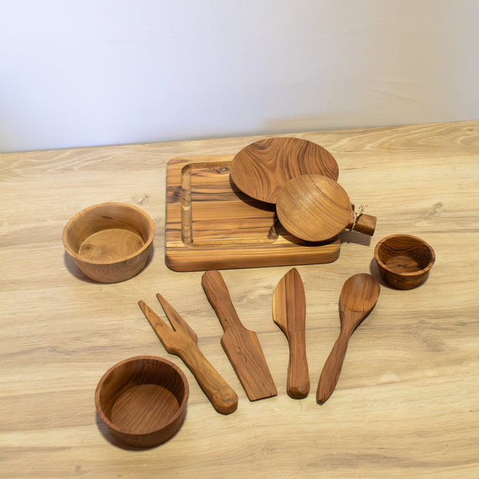 Teak Wood Charcuterie Bundle - 10 Piece Set - Solange & Frances