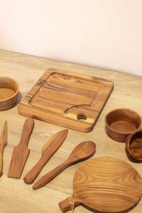 Teak Wood Charcuterie Bundle - 10 Piece Set - Solange & Frances