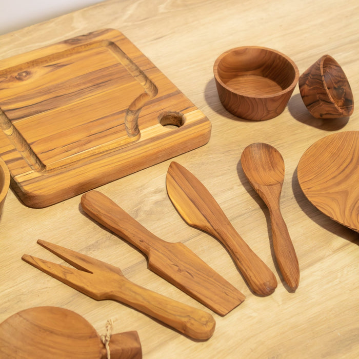 Teak Wood Charcuterie Bundle - 10 Piece Set - Solange & Frances