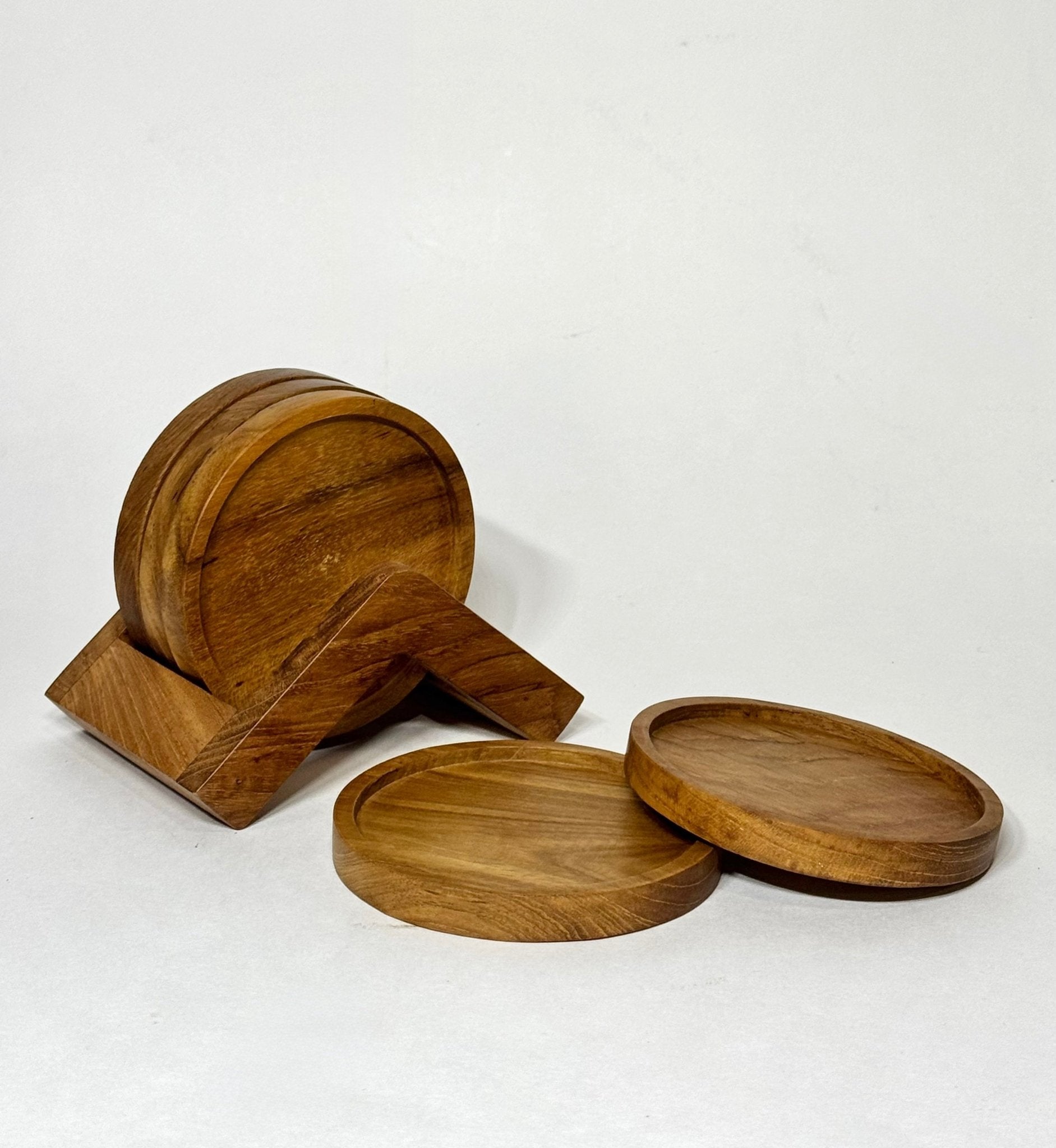 Teak Wood Coasters + Holder - Solange & Frances