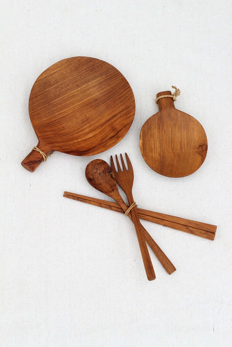 Teak Wood Paddle Tray - Set of 2 - Solange & Frances