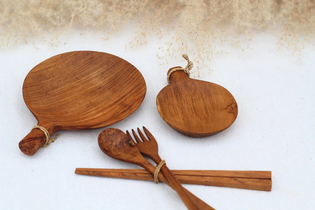 Teak Wood Paddle Tray - Set of 2 - Solange & Frances
