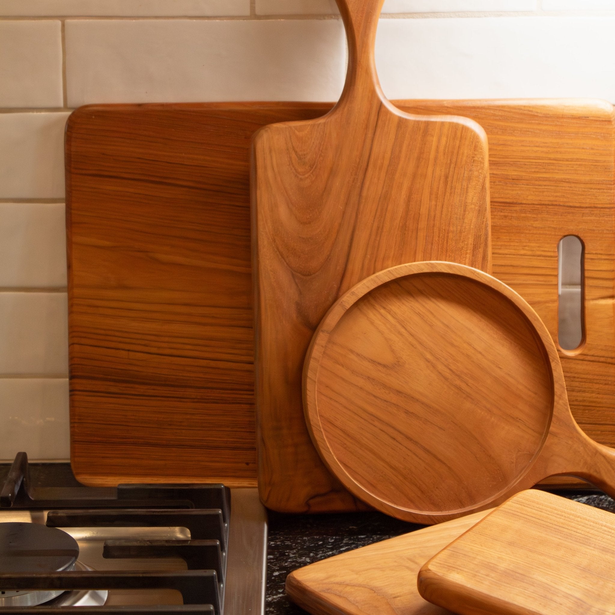 Teak Wood Rectangular Board w/ Handle - Solange & Frances