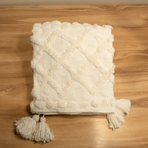 Tufted Throw Blanket, White - Solange & Frances